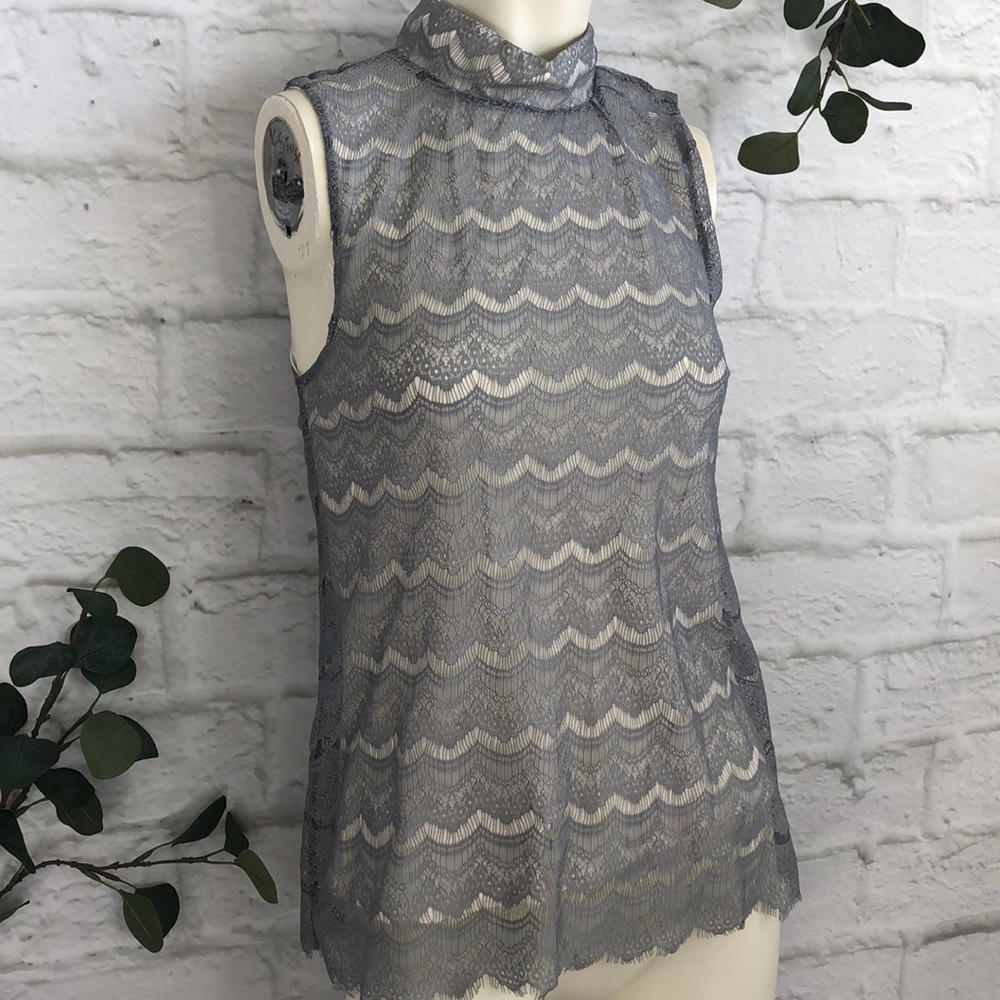 Banana Republic Nylon Lace Overlay High Neck tank